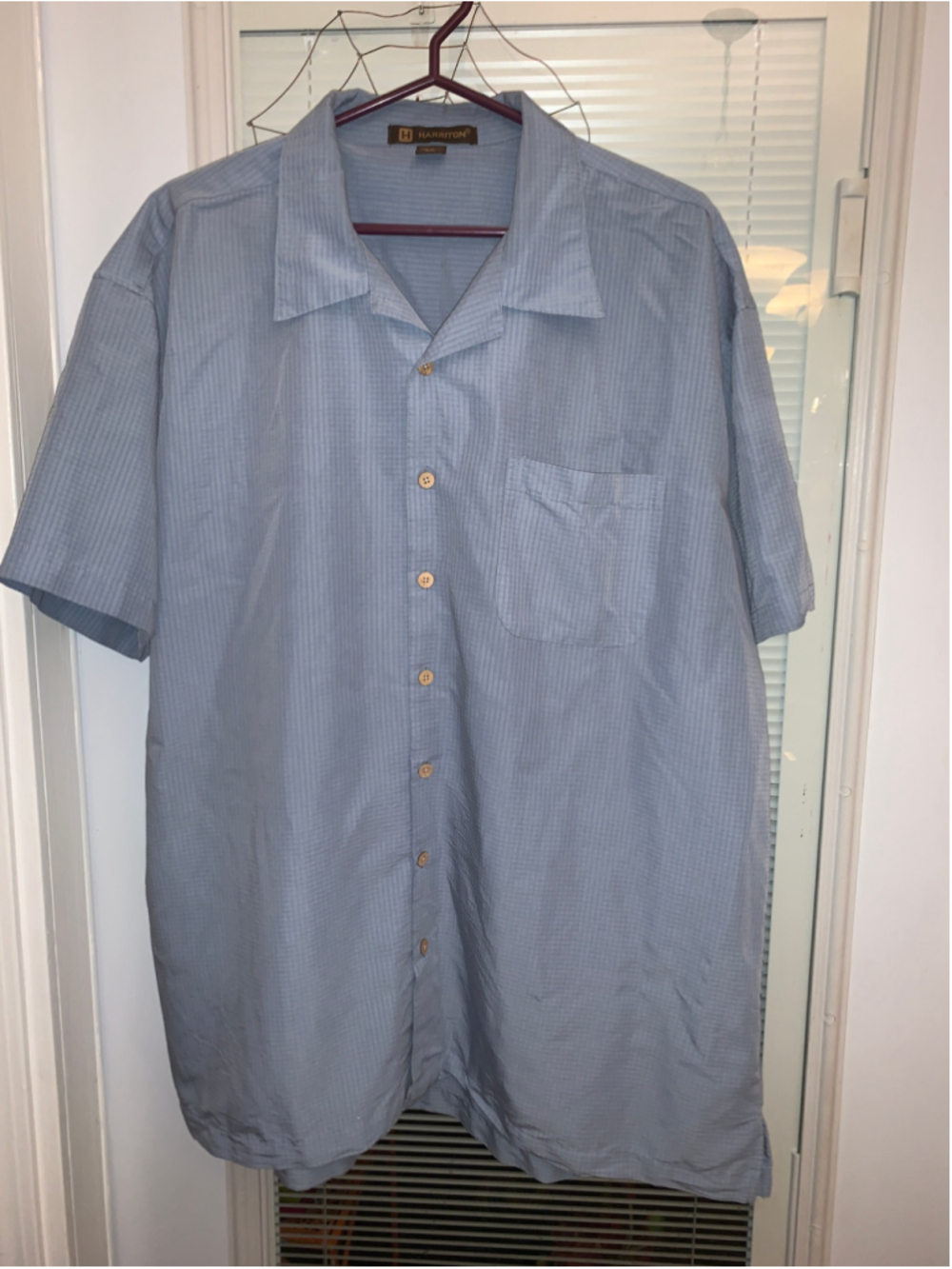 Men's Harriton Casual Button Down Shirt Blue XXL